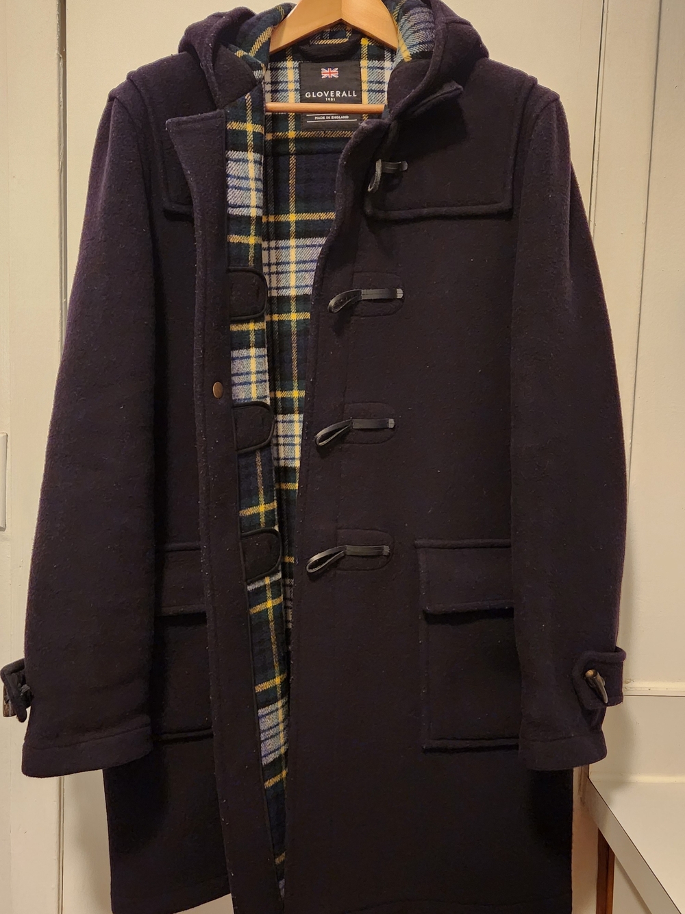 Gloverall Men's Navy Wool Duffle Coat - Large - Made In England
